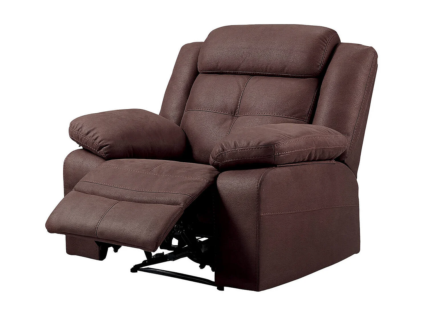 FABARES - Canapé 3 Places + Fauteuil Relax Manuel Chocolat