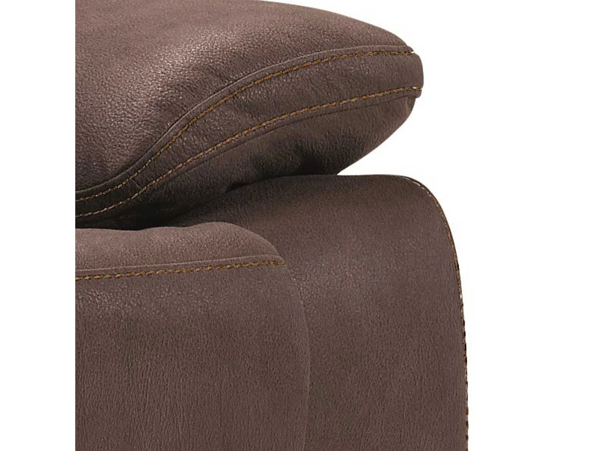 FABARES - Canapé 3 Places + Fauteuil Relax Manuel Chocolat