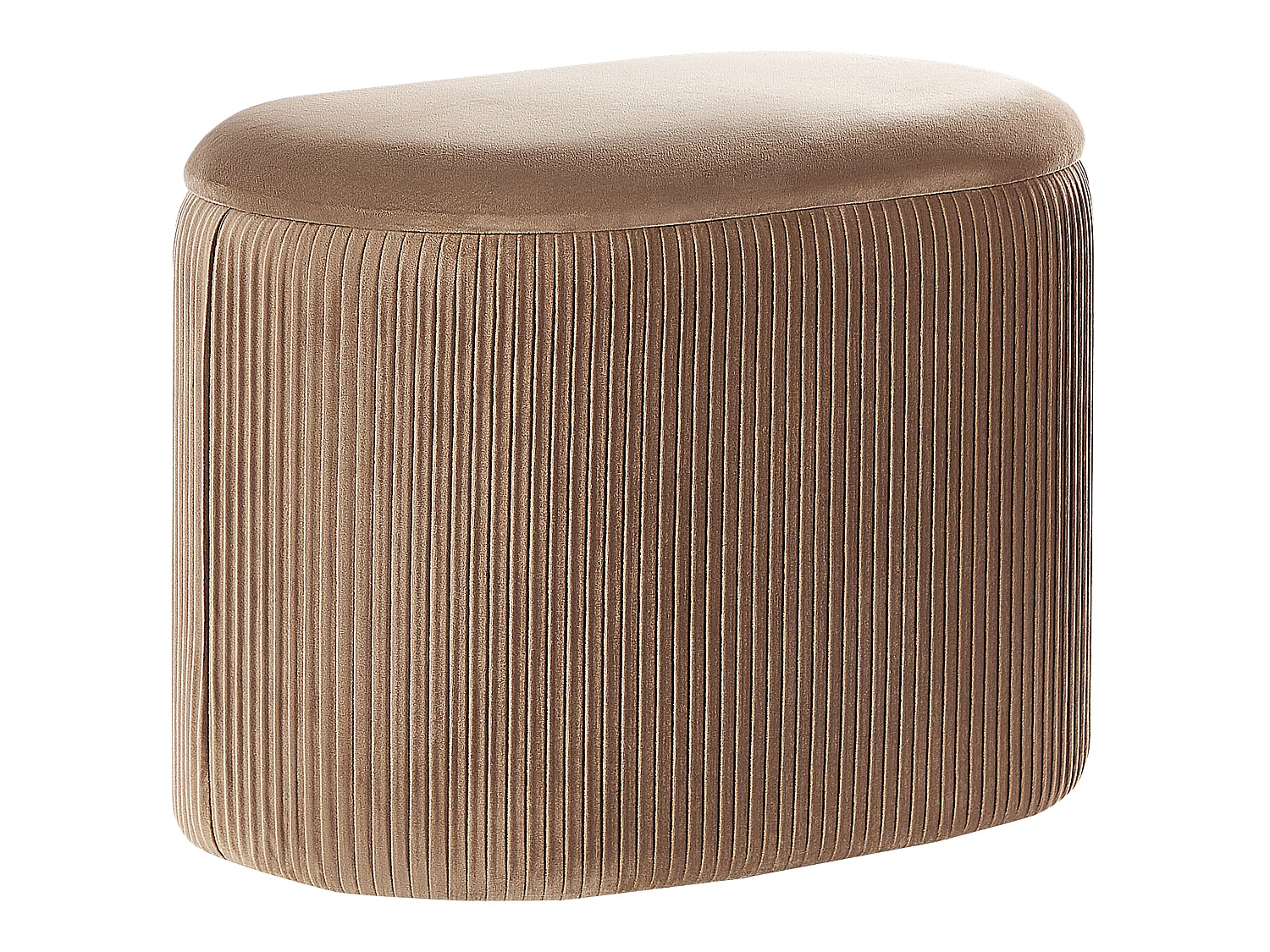Pouf mit Stauraum RICHLAND Samtstoff Beige 55 cm 35 cm 41 cm