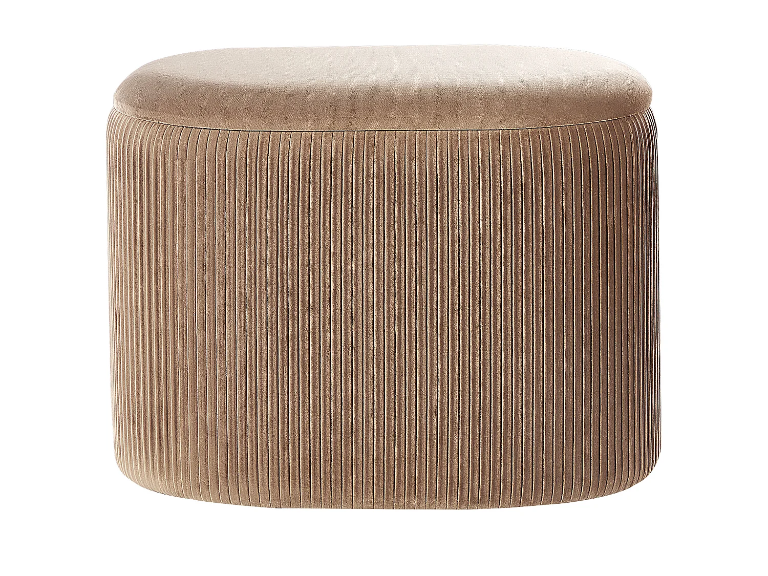 Pouf mit Stauraum RICHLAND Samtstoff Beige 55 cm 35 cm 41 cm