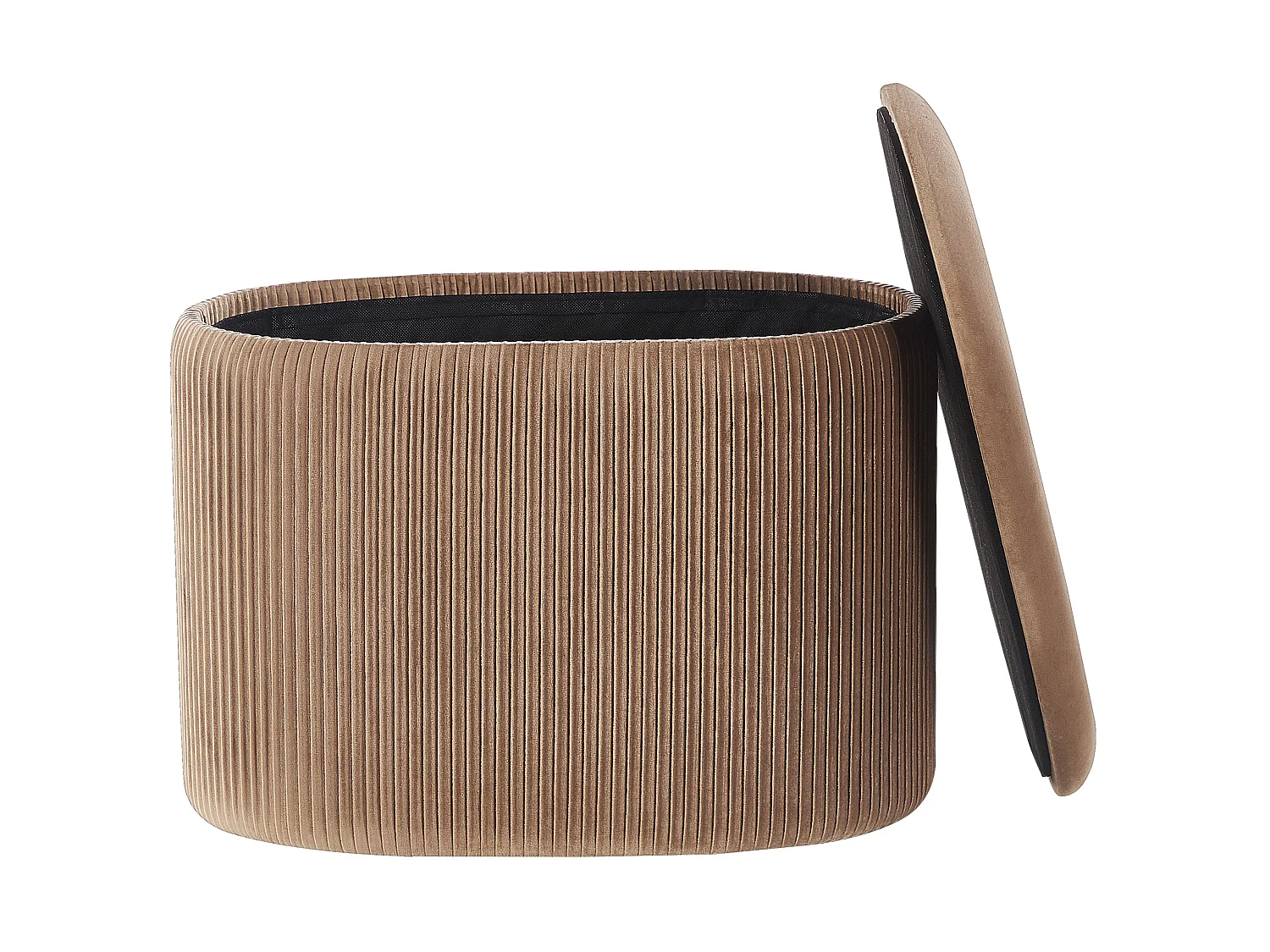 Pouf mit Stauraum RICHLAND Samtstoff Beige 55 cm 35 cm 41 cm
