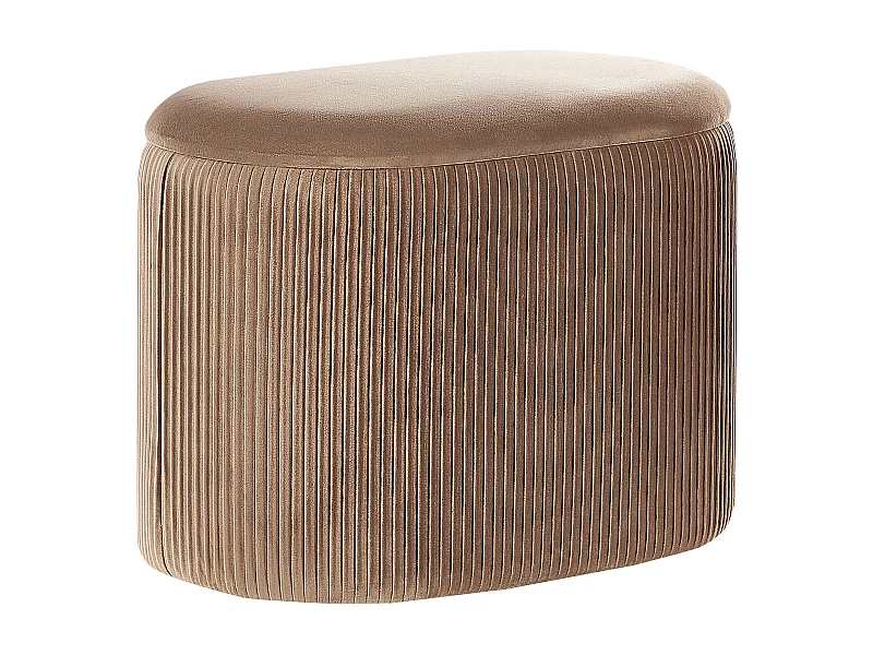 Pouf mit Stauraum Samtstoff Beige oval 55x35 cm plissiert Modern Richland