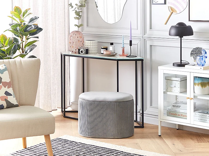 Pouf contenitore RICHLAND Velluto Grigio chiaro 55 cm 35 cm 41 cm