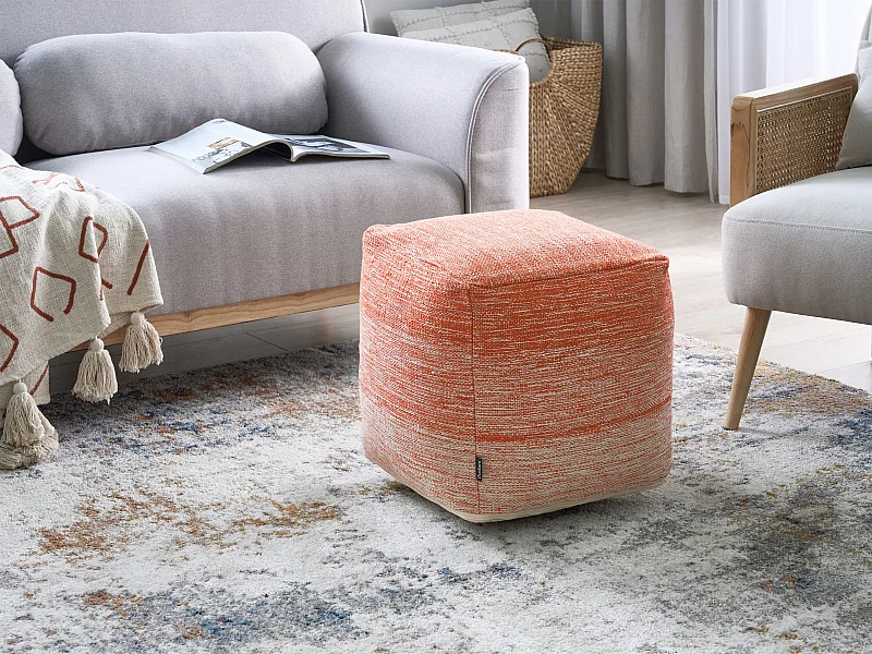Pouf Sitzpouf Fußstütze Baumwolle orange modern Hirri