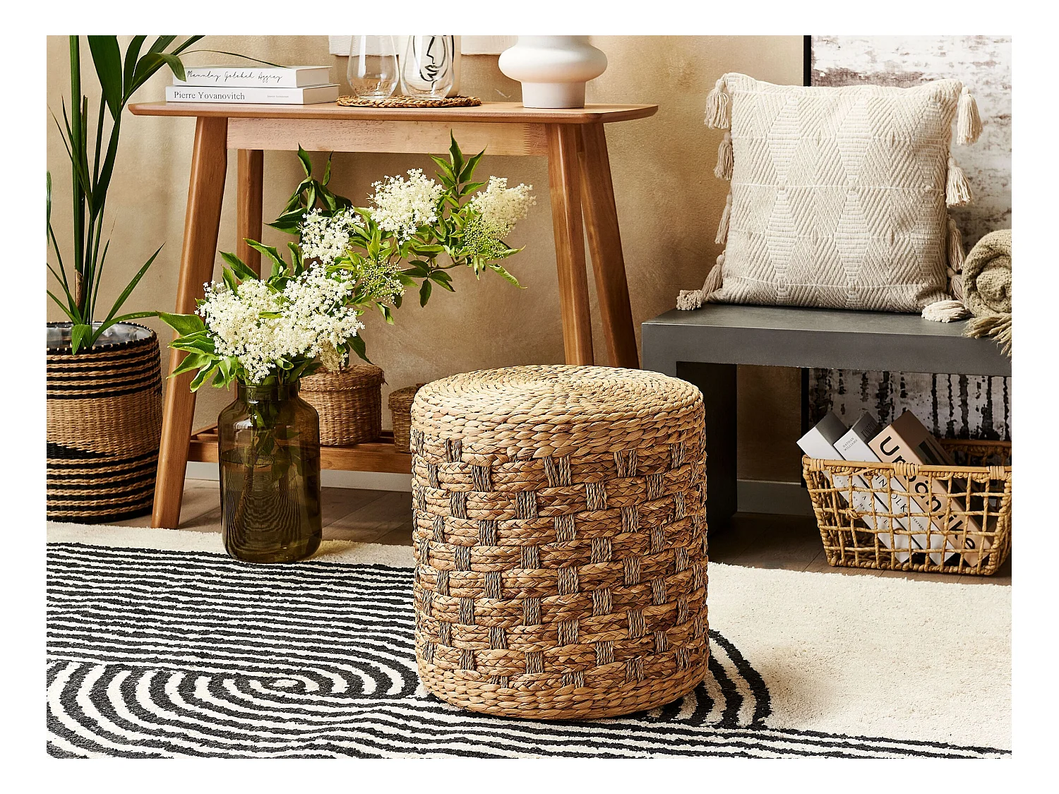 Pouf BASSLET Osier Beige