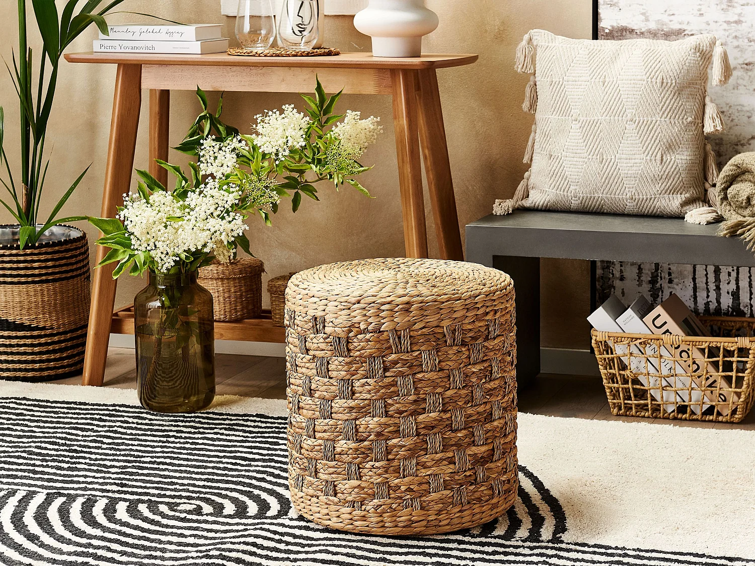 Pouf BASSLET Beige 40 cm 40 cm 40 cm
