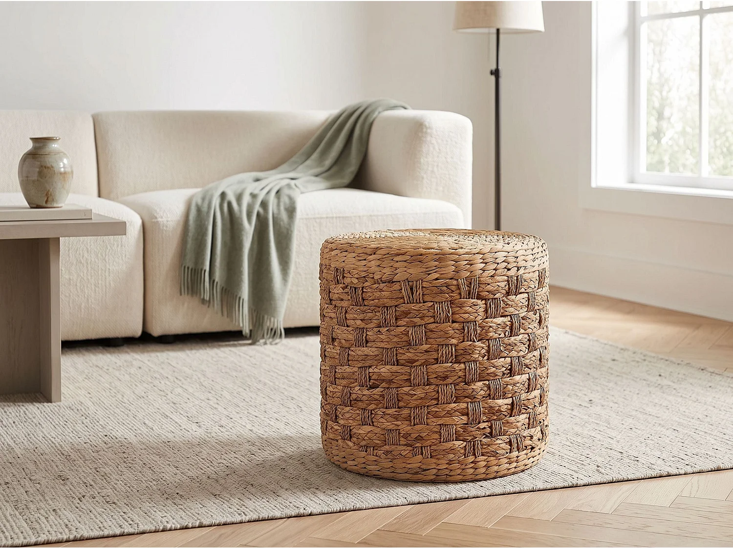 Pouffe BASSLET Wicker Beige