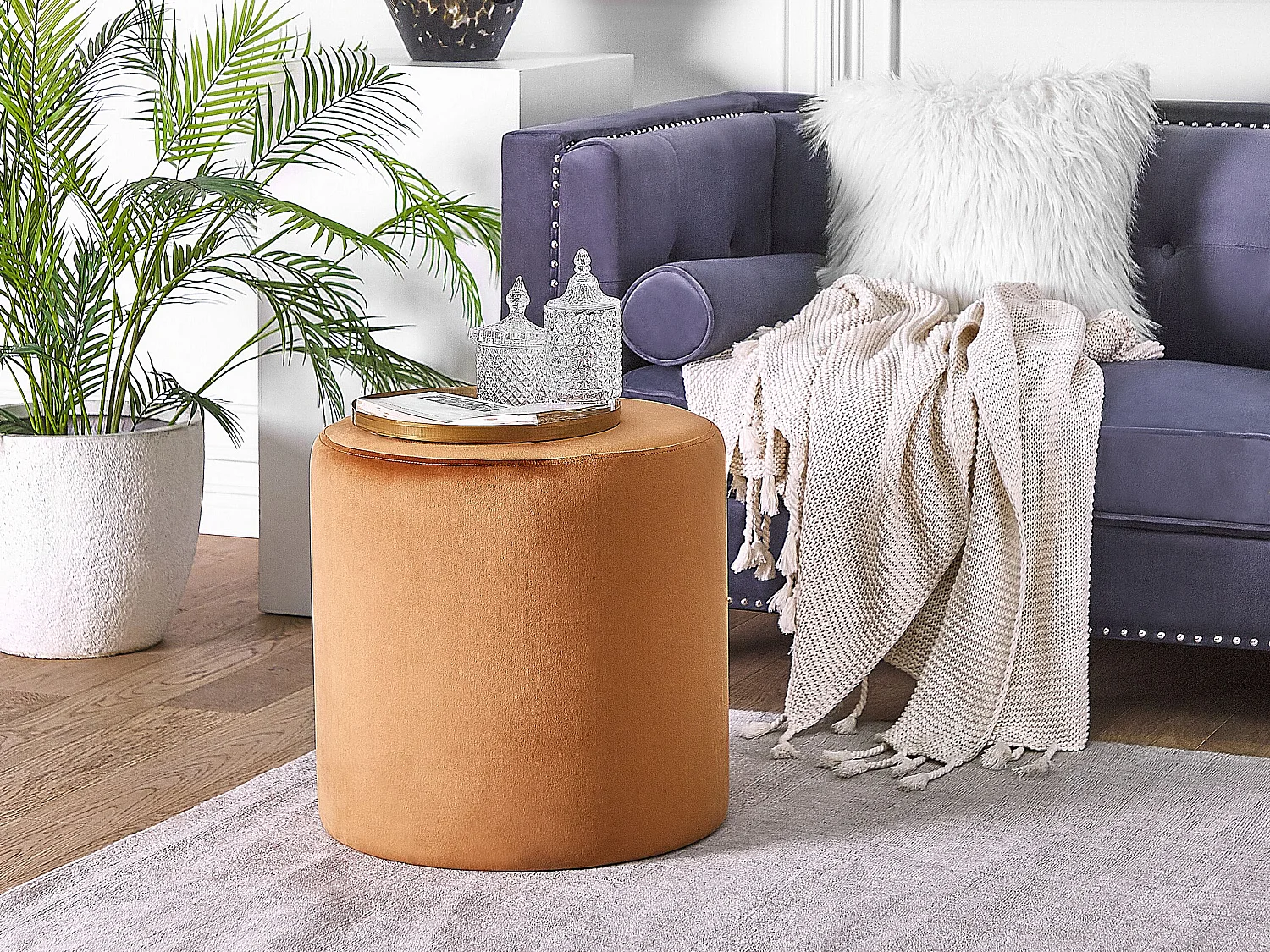 Pouf LOVETT Velours Orange