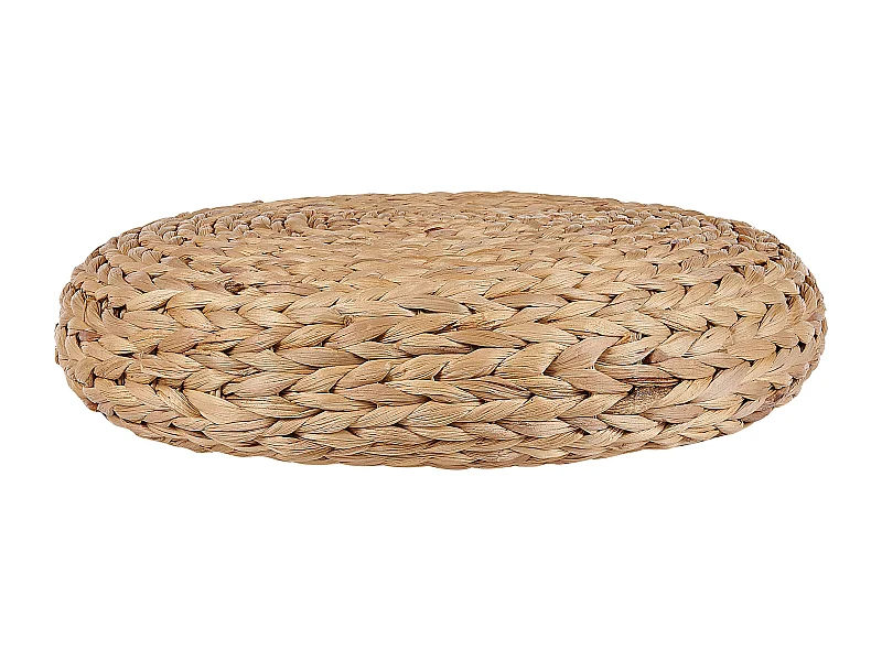 Pouf natur ⌀ 40 cm Hocker aus Wasserhyazinthen im Boho-Stil Wahoo