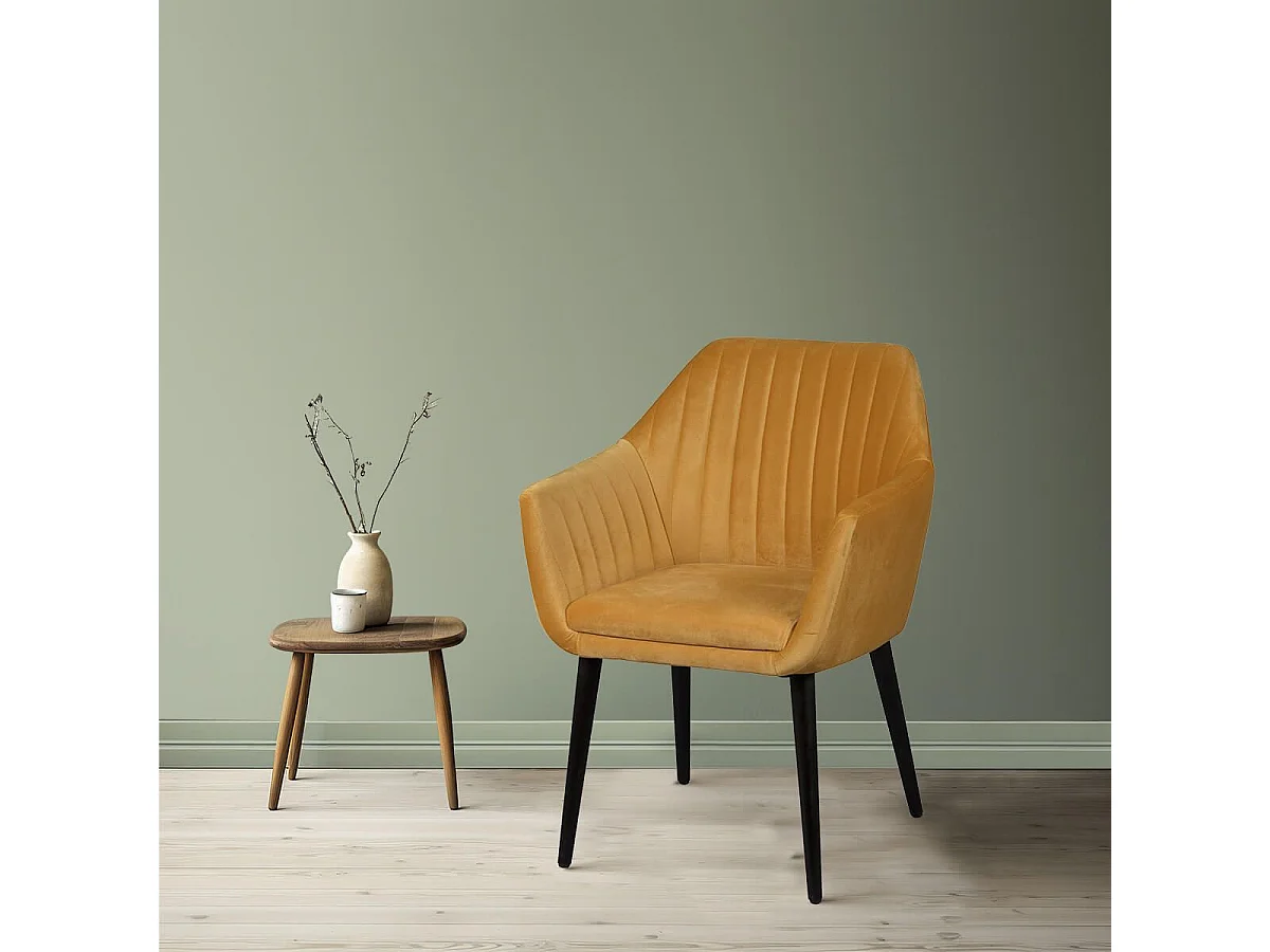 HETA - Lot de 2 Fauteuils Jaunes Piètement Noir