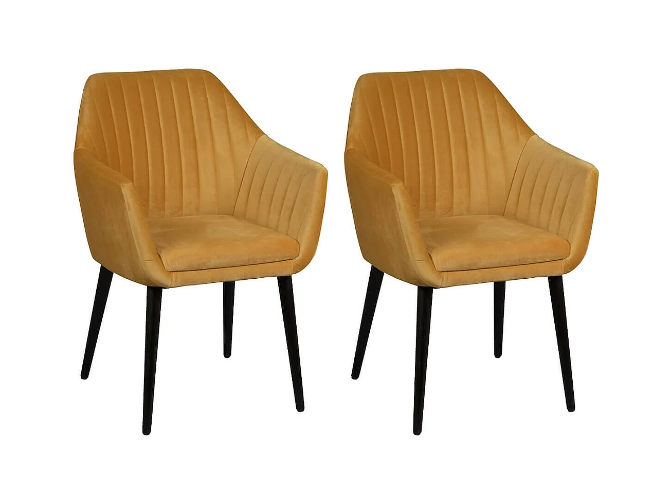 HETA - Lot de 2 Fauteuils Jaunes Piètement Noir