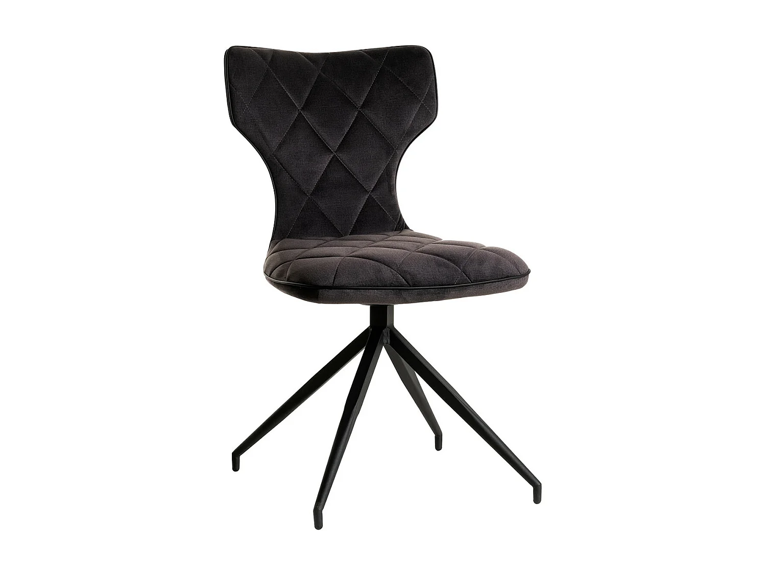 STYK - Lot de 6 Chaises Tissu Grises Surpiqures Carreaux