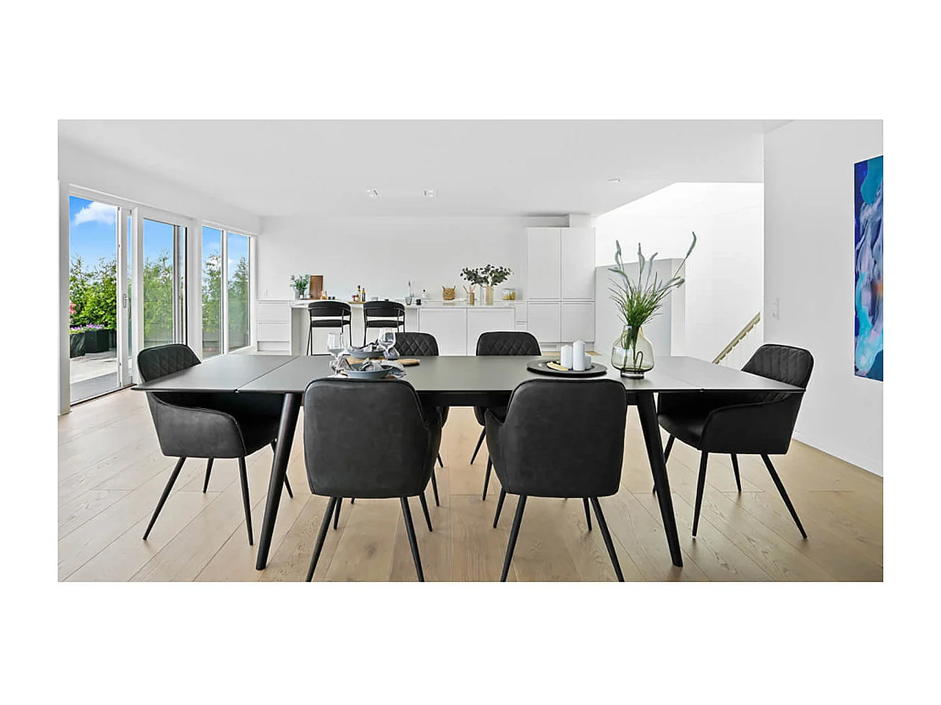 VIBY - Lot de 4 Fauteuils Simili Gris et Piétement Acier Noir