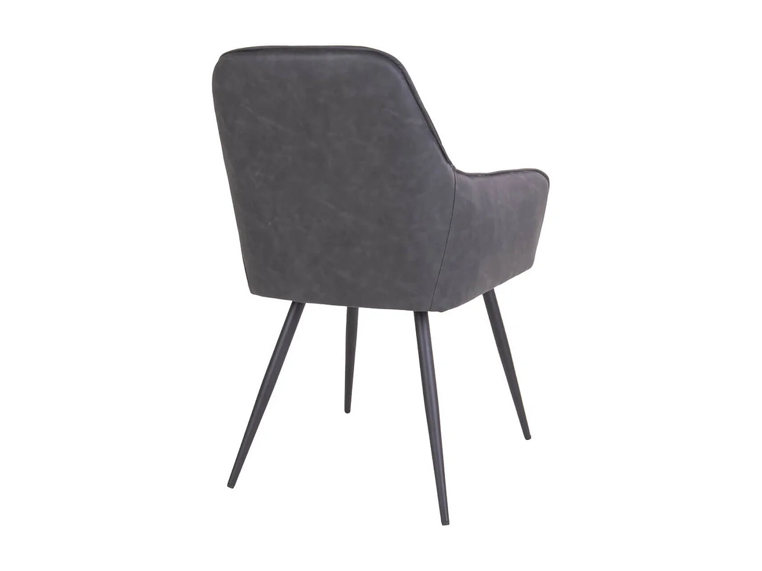 VIBY - Lot de 4 Fauteuils Simili Gris et Piétement Acier Noir