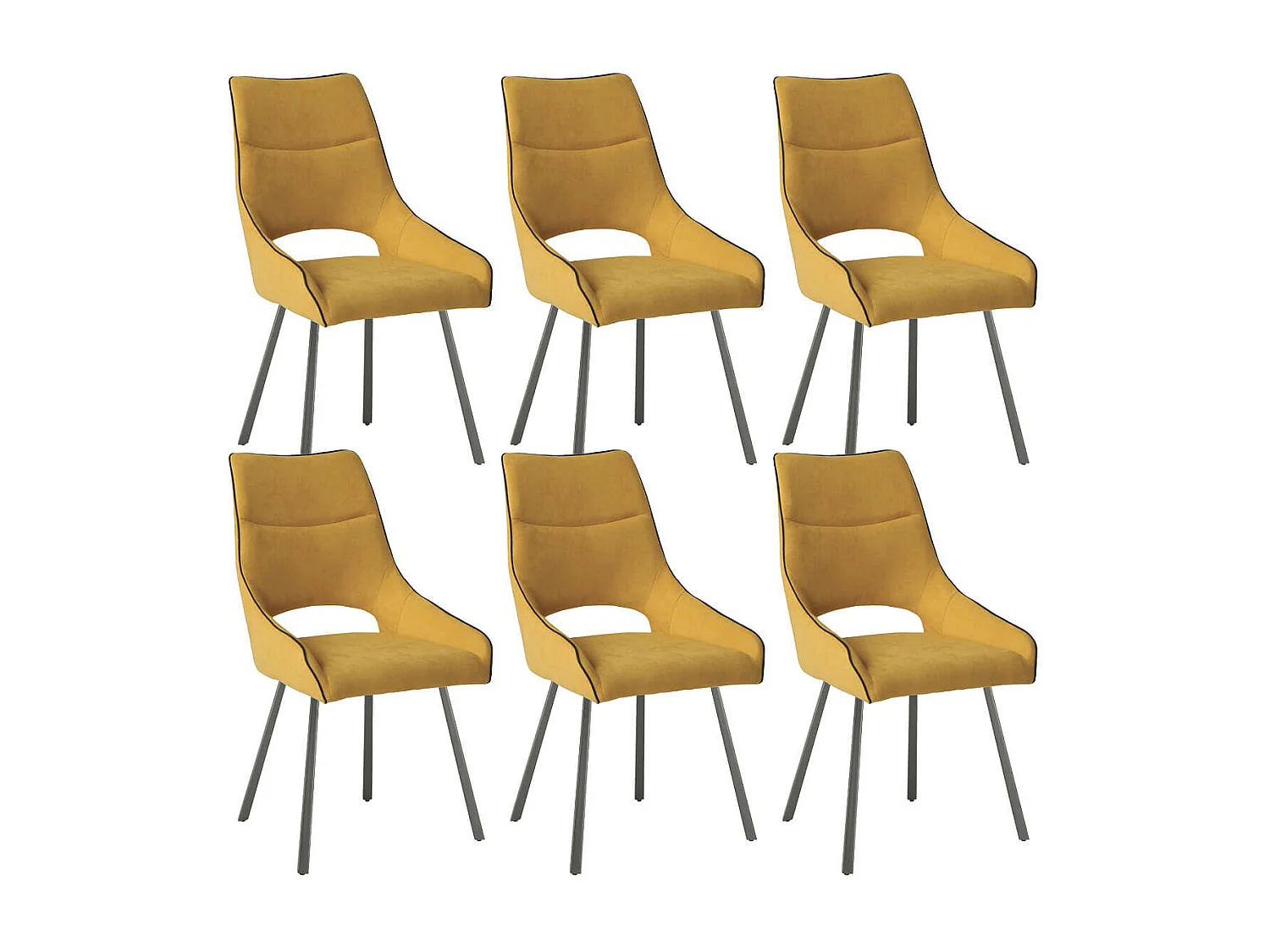 AMADO - Lot de 6 Chaises Tissu Coloris Jaune