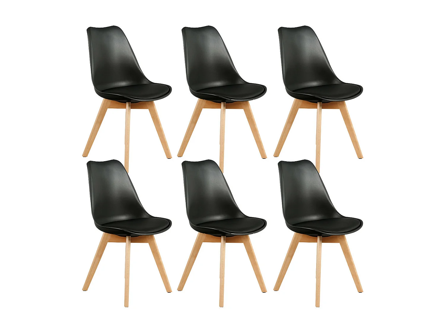 MEDALINE - Lot de 6 Chaises Scandinaves Noires