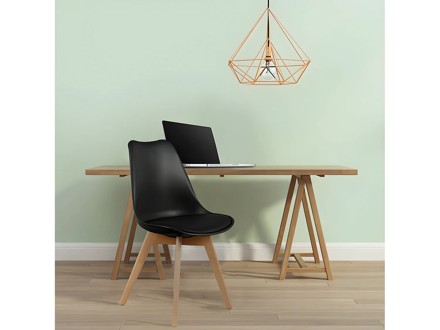 MEDALINE - Lot de 6 Chaises Scandinaves Noires