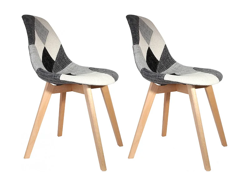 MOZAIK - Lot de 2 Chaises Scandinaves Noires et Blanches