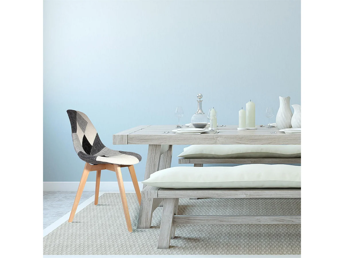 MOZAIK - Lot de 2 Chaises Scandinaves Noires et Blanches