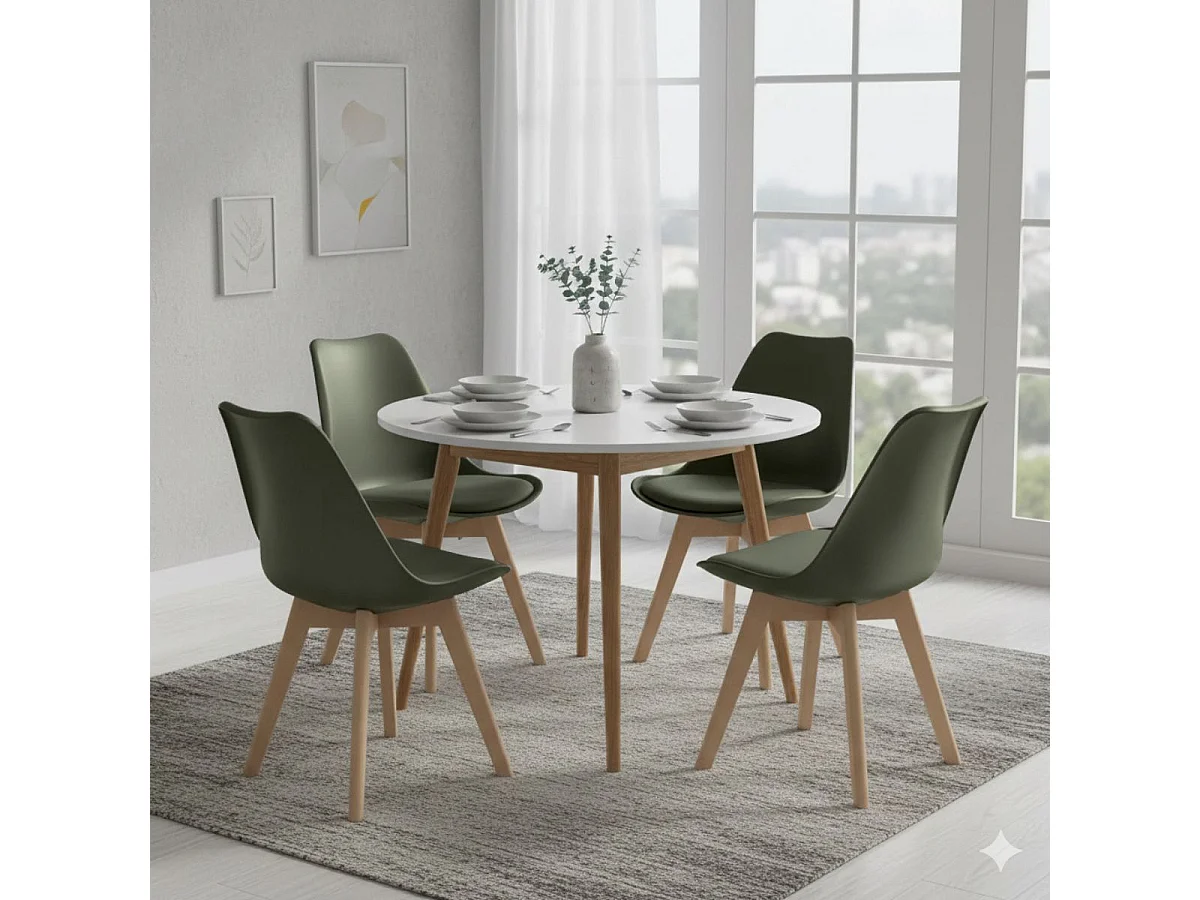 MEDALINE - Lot de 6 Chaises Scandinaves Kaki