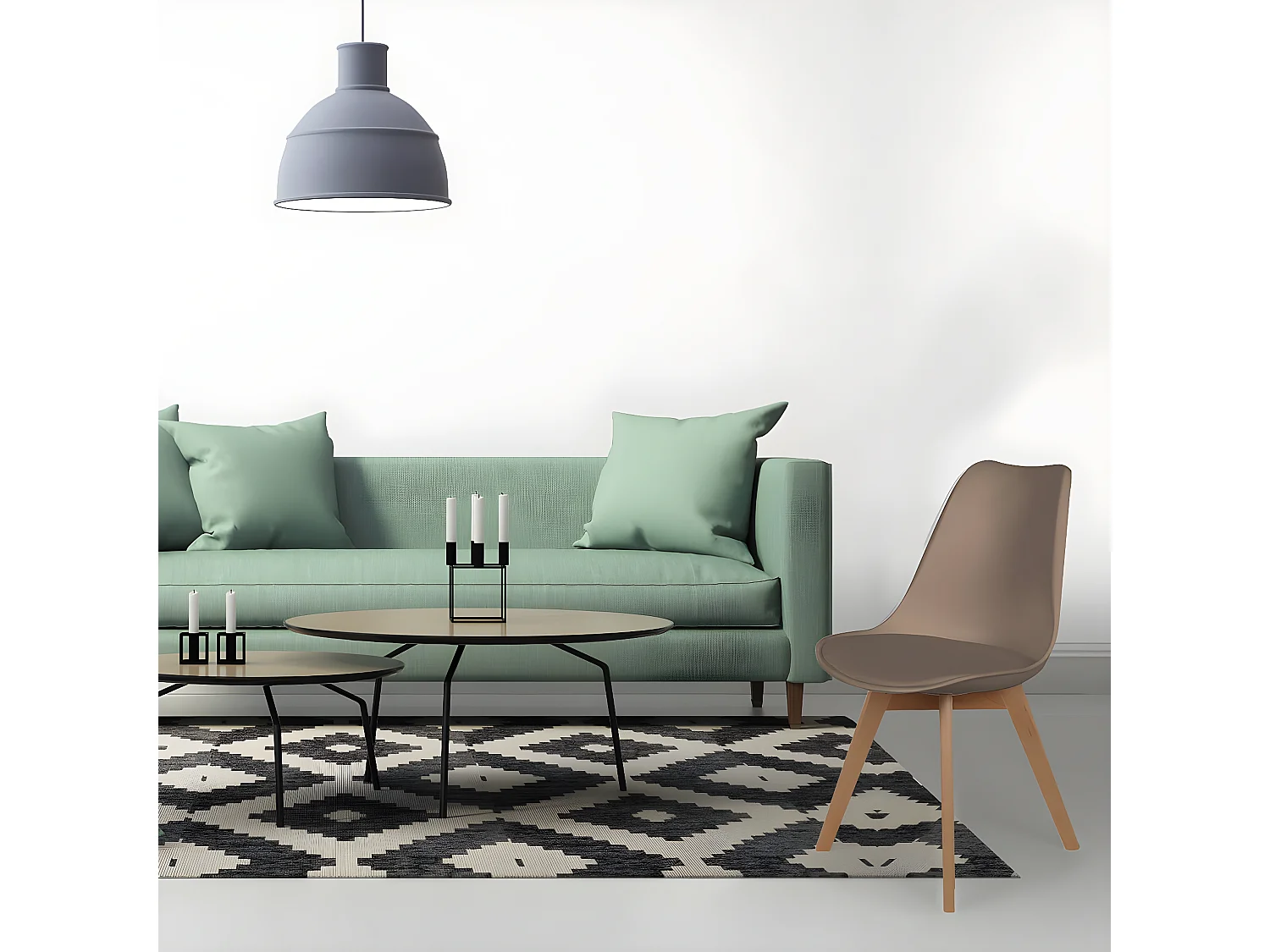 MEDALINE - Lot de 4 Chaises Scandinaves Taupe