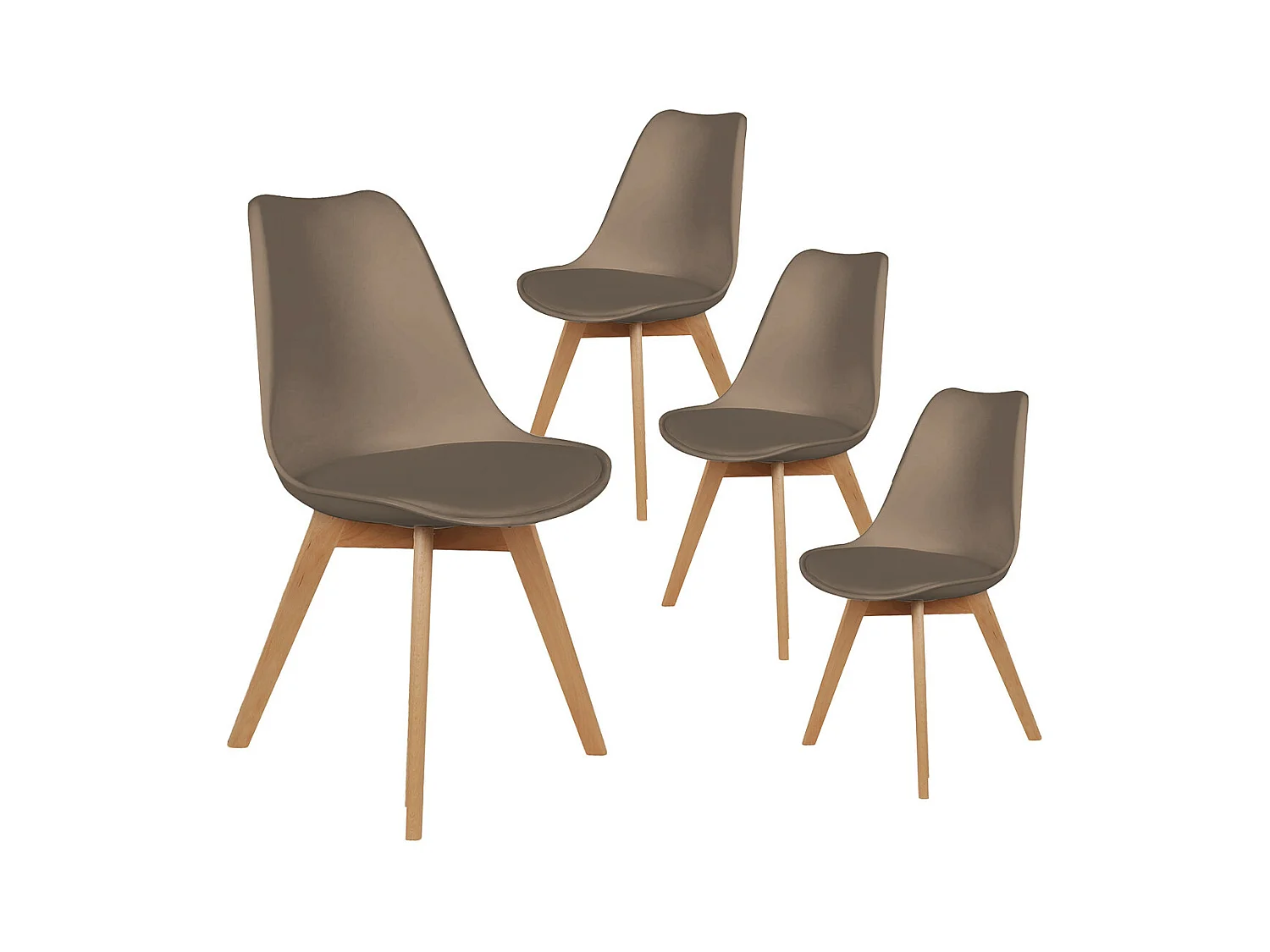 MEDALINE - Lot de 4 Chaises Scandinaves Taupe