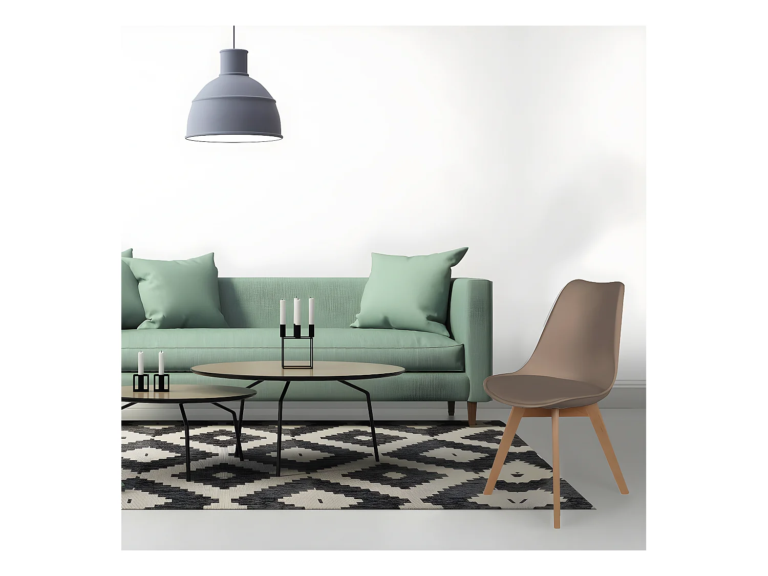 MEDALINE - Lot de 4 Chaises Scandinaves Taupe