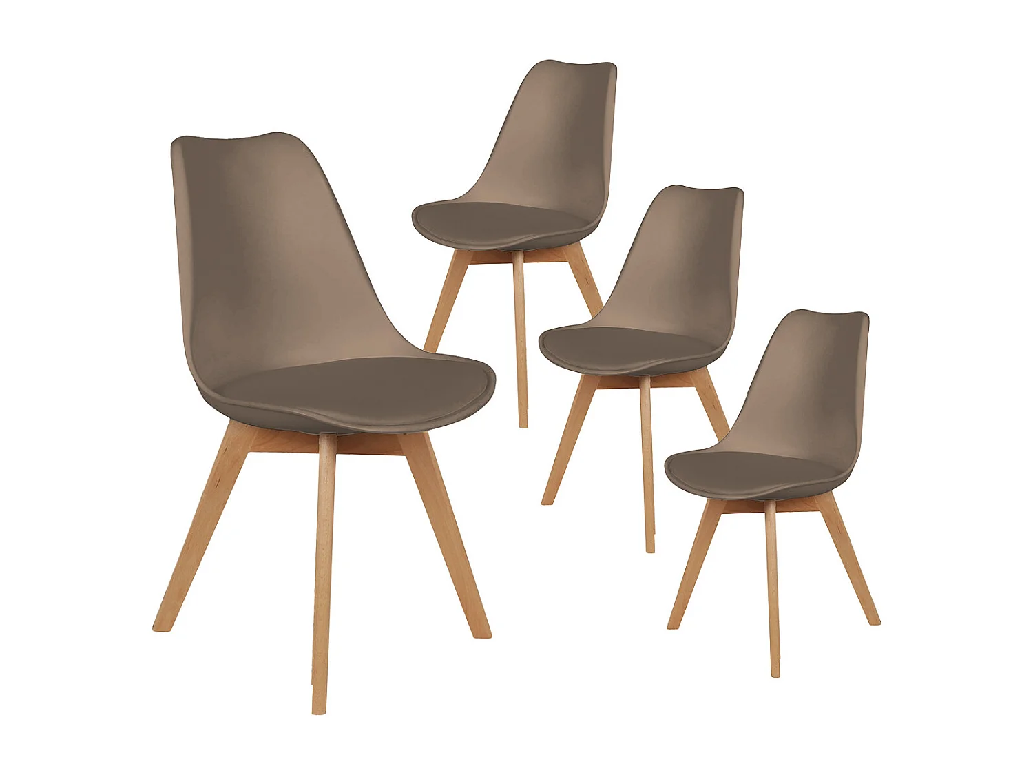 MEDALINE - Lot de 4 Chaises Scandinaves Taupe