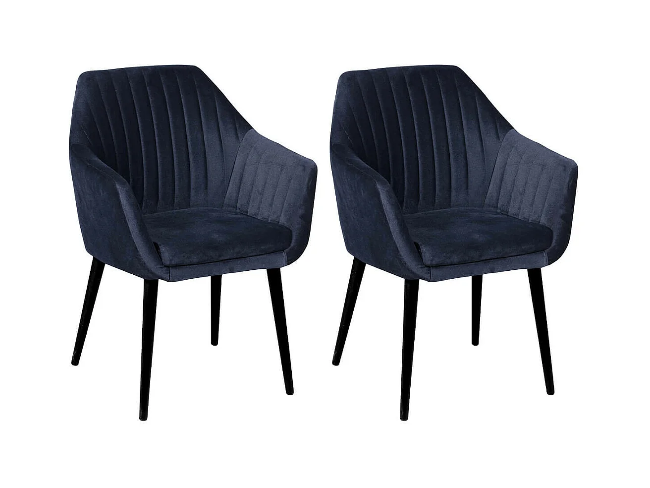 HETA - Lot de 2 Fauteuils Bleu Nuit Piètement Noir