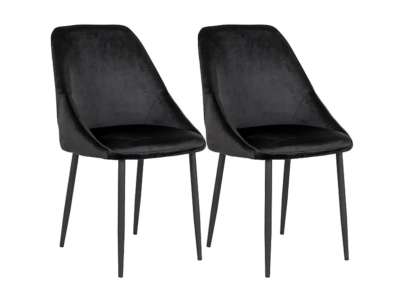 TINTO - Lot de 2 Chaises Velours Noir et Pieds Acier