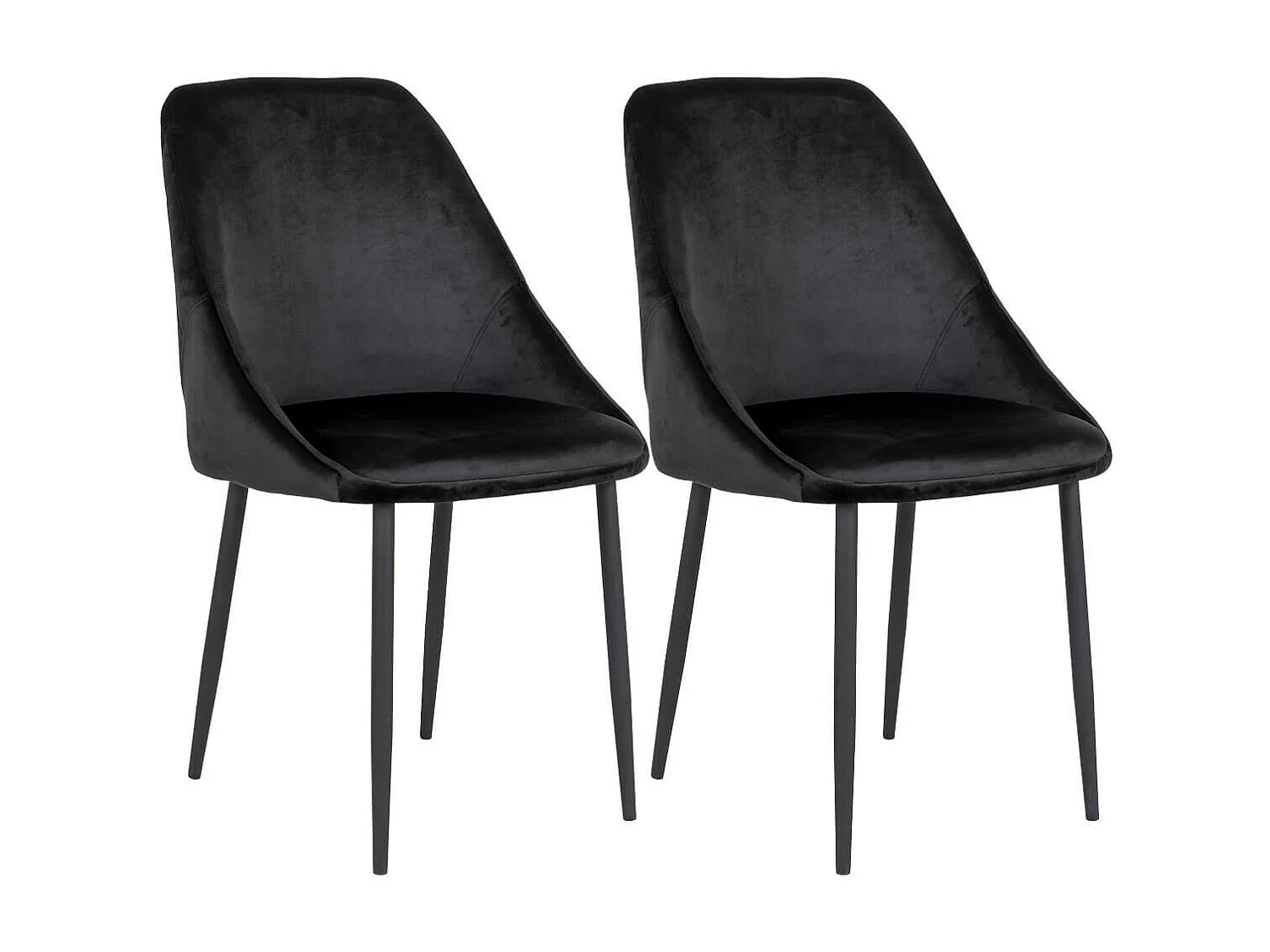 TINTO - Lot de 2 Chaises Velours Noir et Pieds Acier