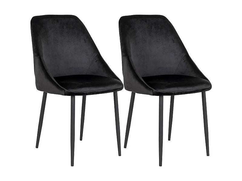 TINTO - Lot de 2 Chaises Velours Noir et Pieds Acier