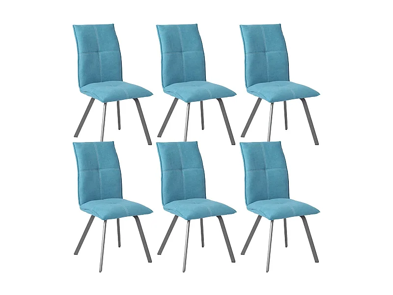 BISPO - Lot de 6 Chaises Tissu Coloris Bleu