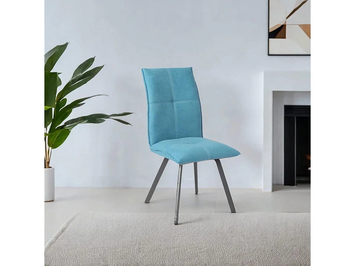 BISPO - Lot de 6 Chaises Tissu Coloris Bleu