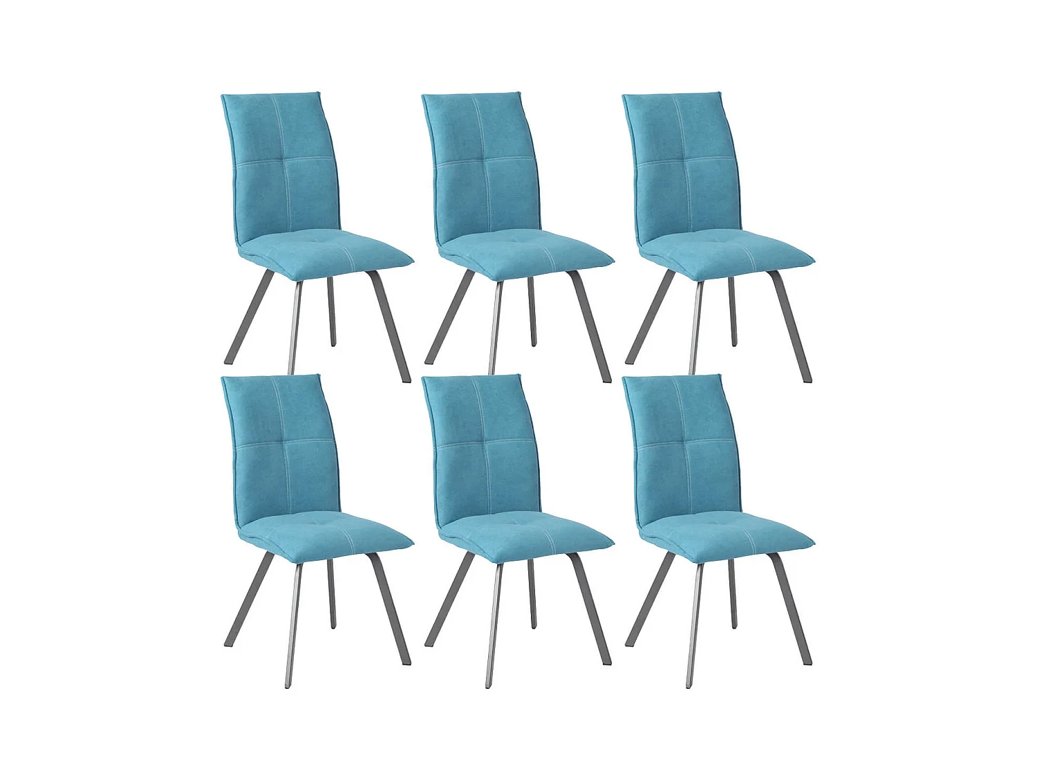 BISPO - Lot de 6 Chaises Tissu Coloris Bleu