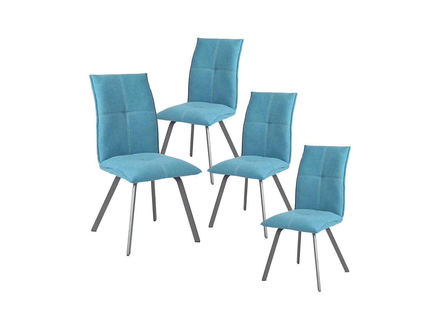 BISPO - Lot de 4 Chaises Tissu Coloris Bleu