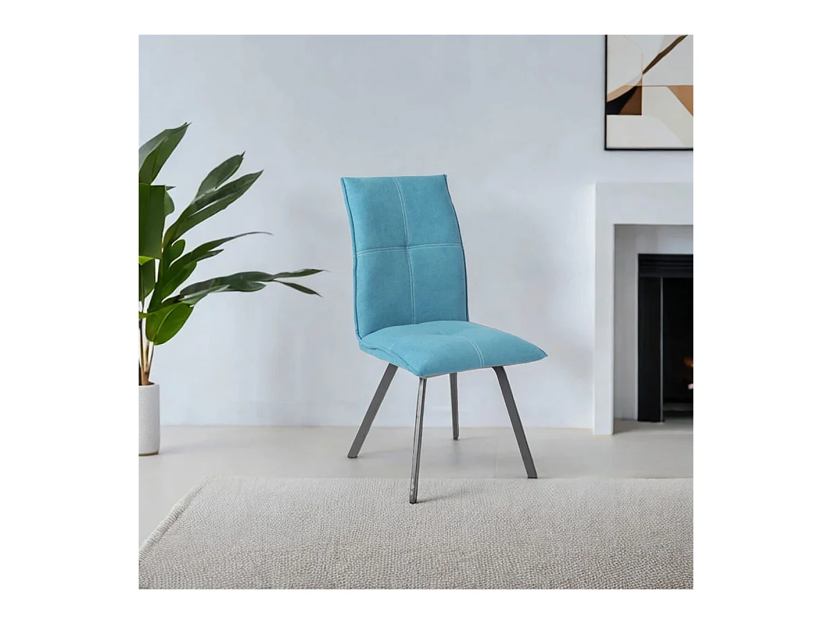 BISPO - Lot de 4 Chaises Tissu Coloris Bleu