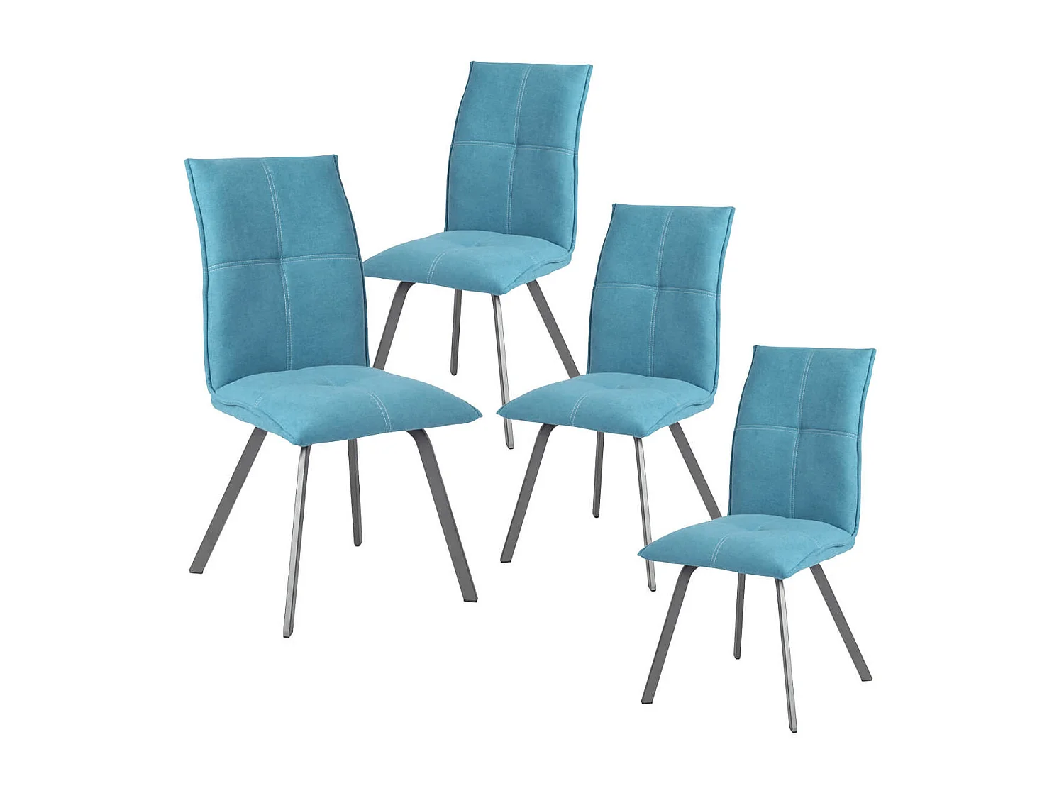 BISPO - Lot de 4 Chaises Tissu Coloris Bleu