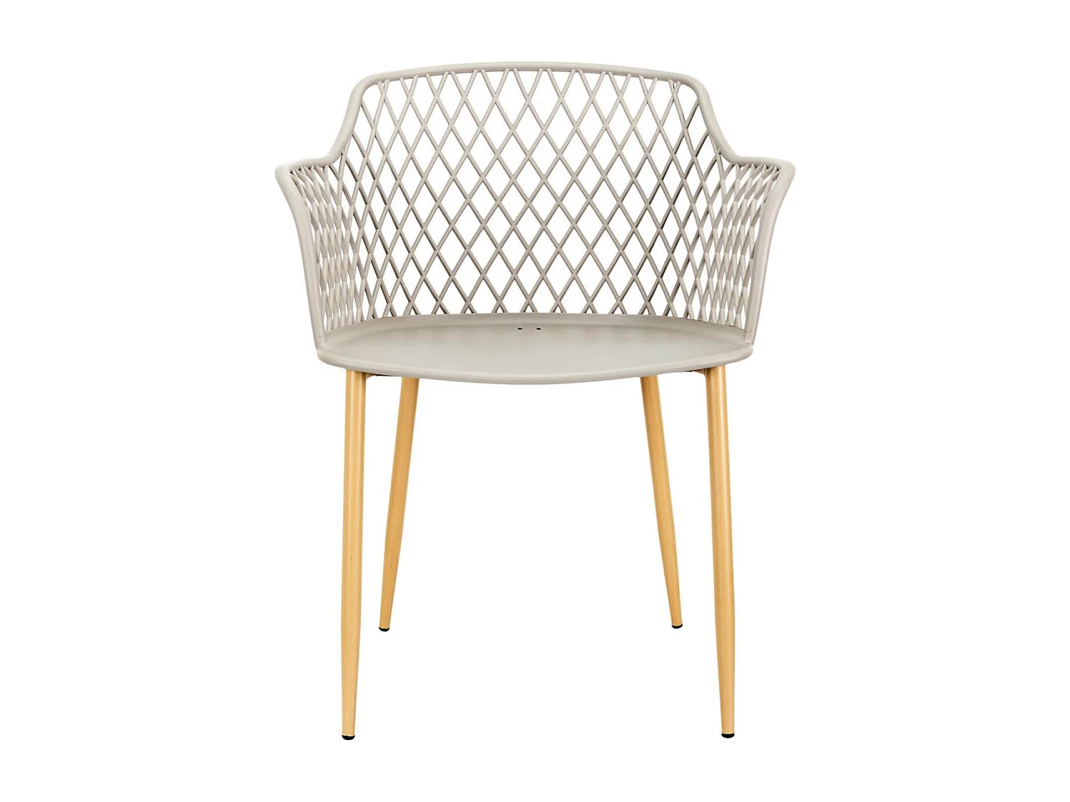 TRESSIE - Lot de 4 Fauteuils Taupe Pieds Effet Bois Verni