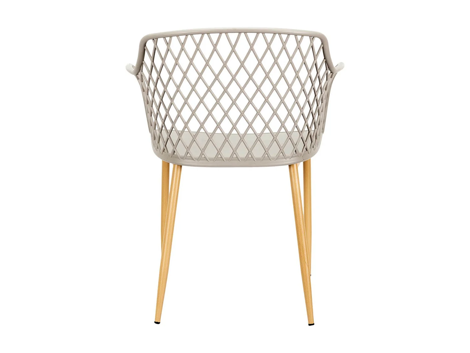 TRESSIE - Lot de 4 Fauteuils Taupe Pieds Effet Bois Verni