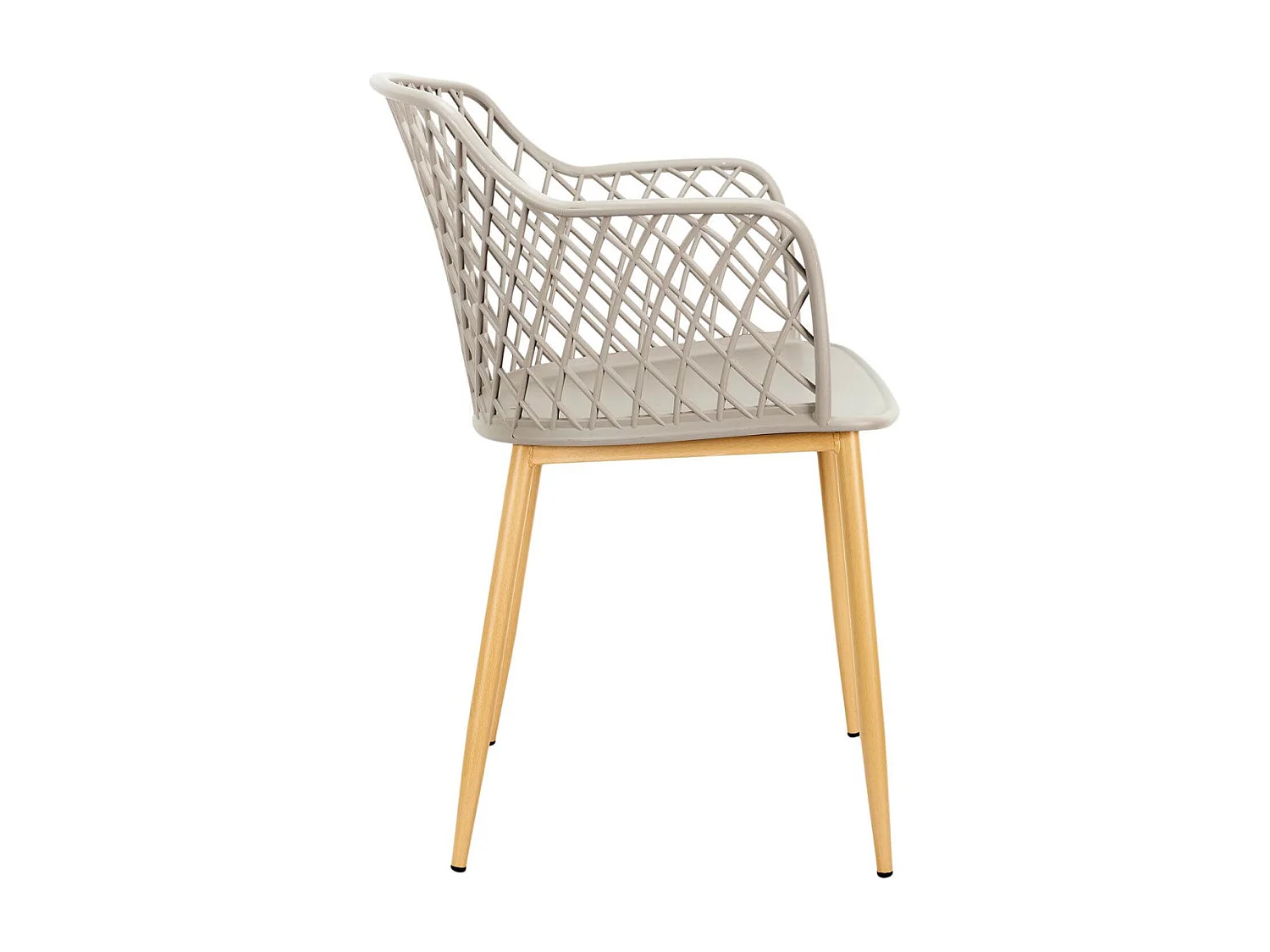 TRESSIE - Lot de 4 Fauteuils Taupe Pieds Effet Bois Verni