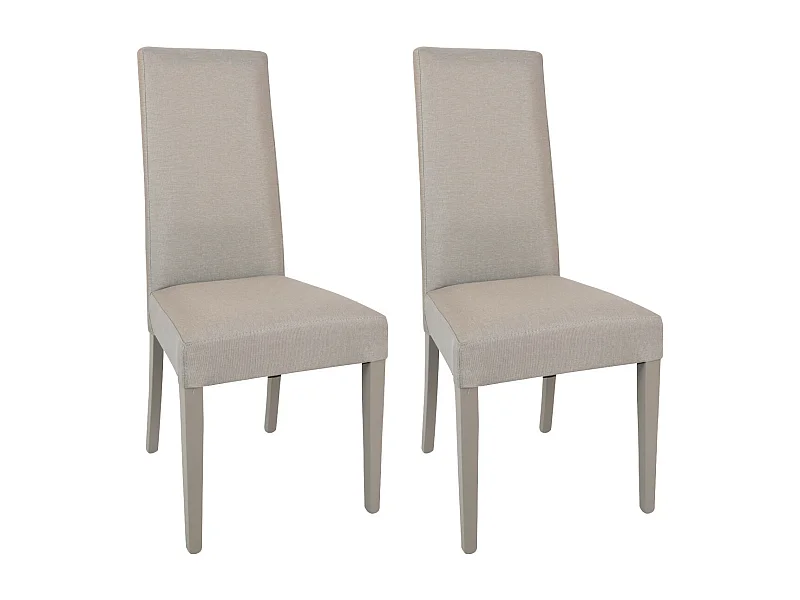 LASCALA - Lot de 2 Chaises Tissu Chamois et Pieds Laqués