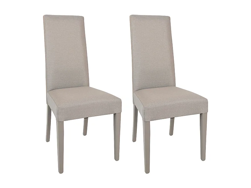 LASCALA - Lot de 2 Chaises Tissu Chamois et Pieds Laqués