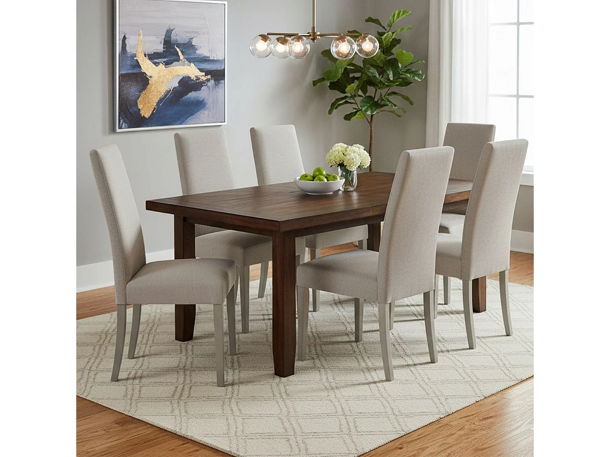 LASCALA - Lot de 2 Chaises Tissu Chamois et Pieds Laqués