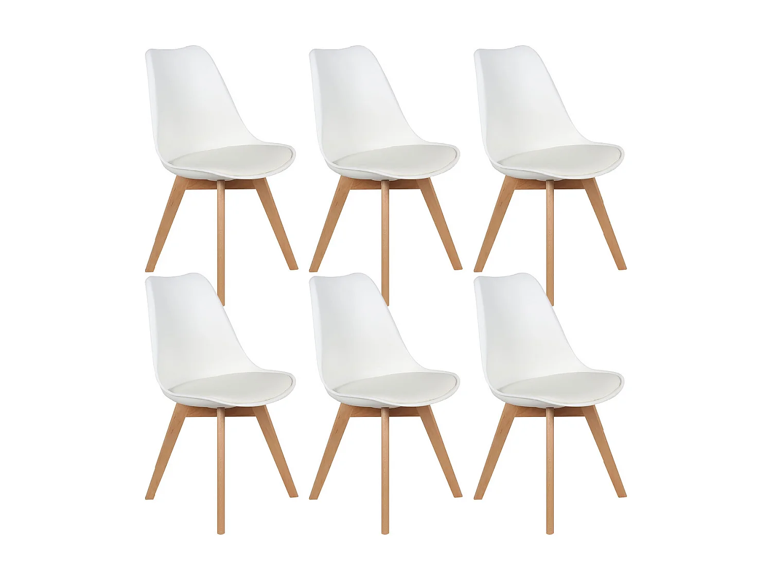 MEDALINE - Lot de 6 Chaises Scandinaves Blanches