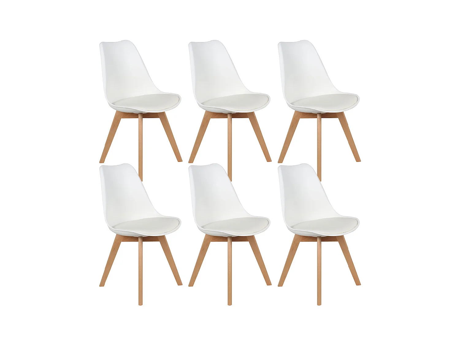 MEDALINE - Lot de 6 Chaises Scandinaves Blanches