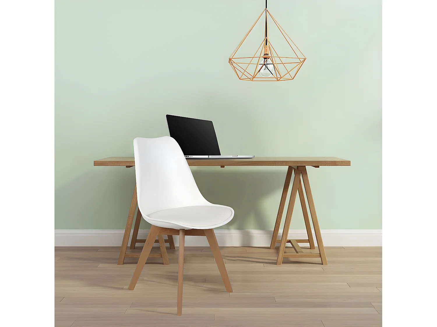 MEDALINE - Lot de 6 Chaises Scandinaves Blanches