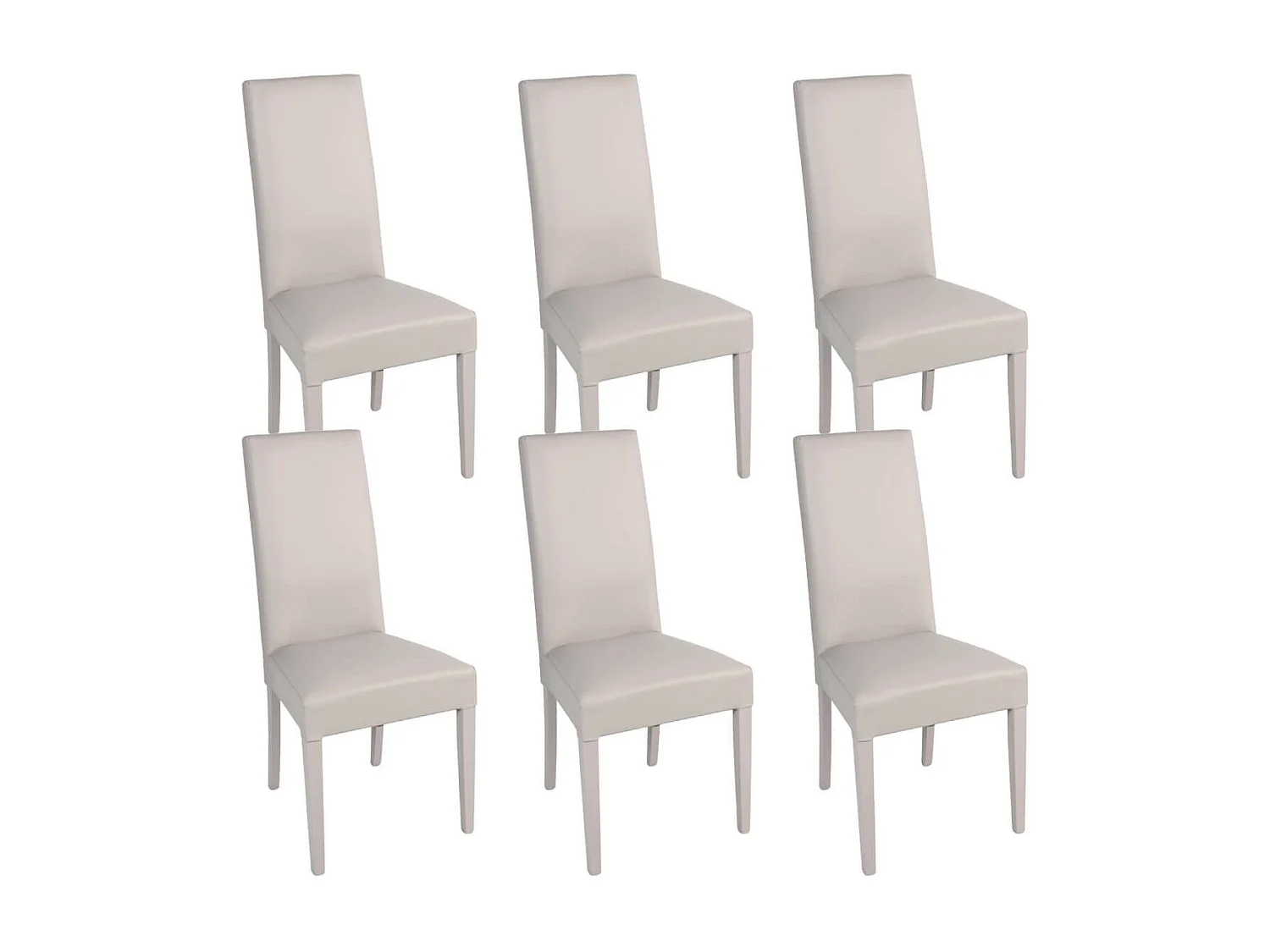 TORINO - Lot de 6 Chaises Simili Gris Clair et Pieds Laqués