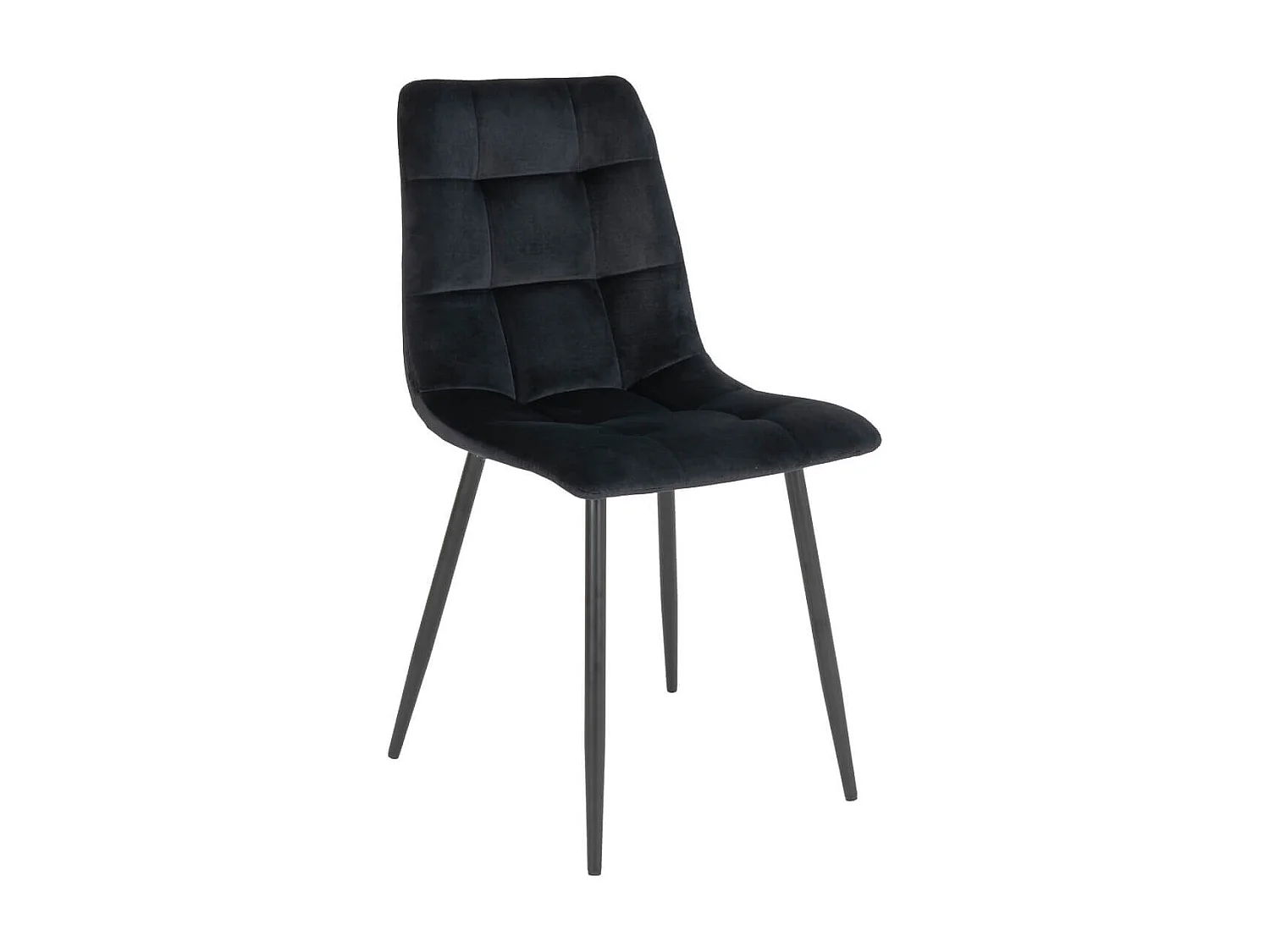 STRIB - Lot de 6 Chaises Velours Noir et Piétement Acier