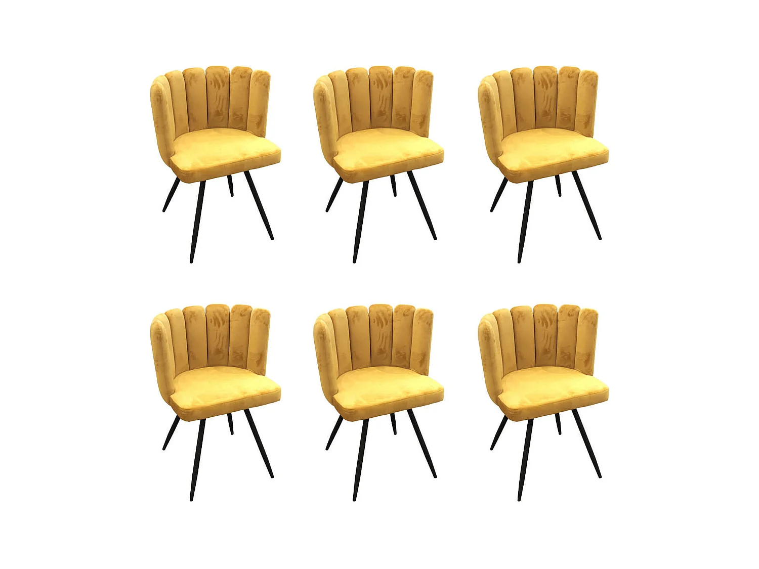 CHARLOTTE - Lot de 6 Chaises Velours Jaune